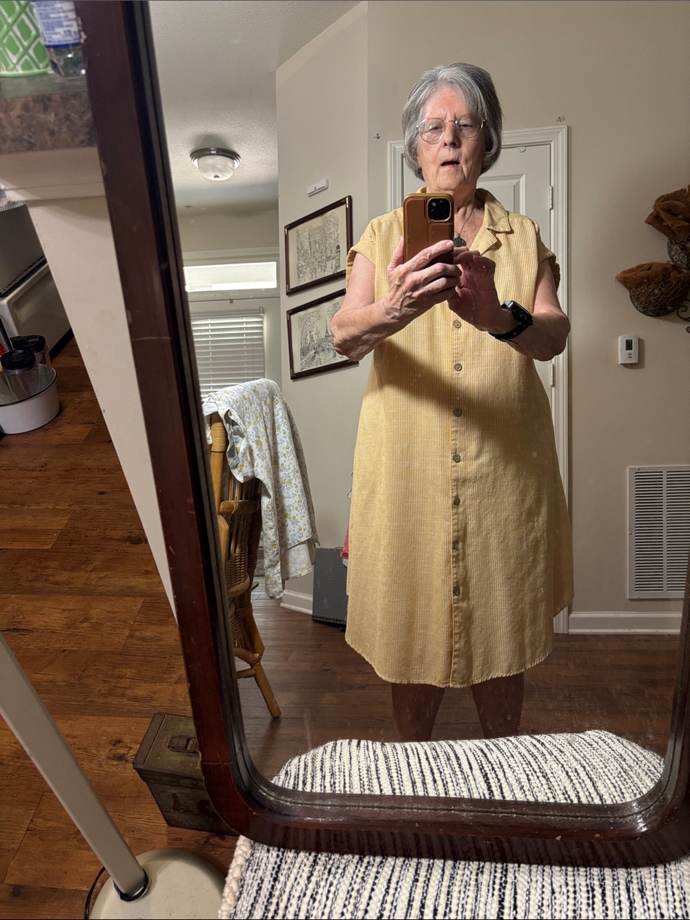 Mlle Gabrielle Button-Front Midi Dress in Mustard